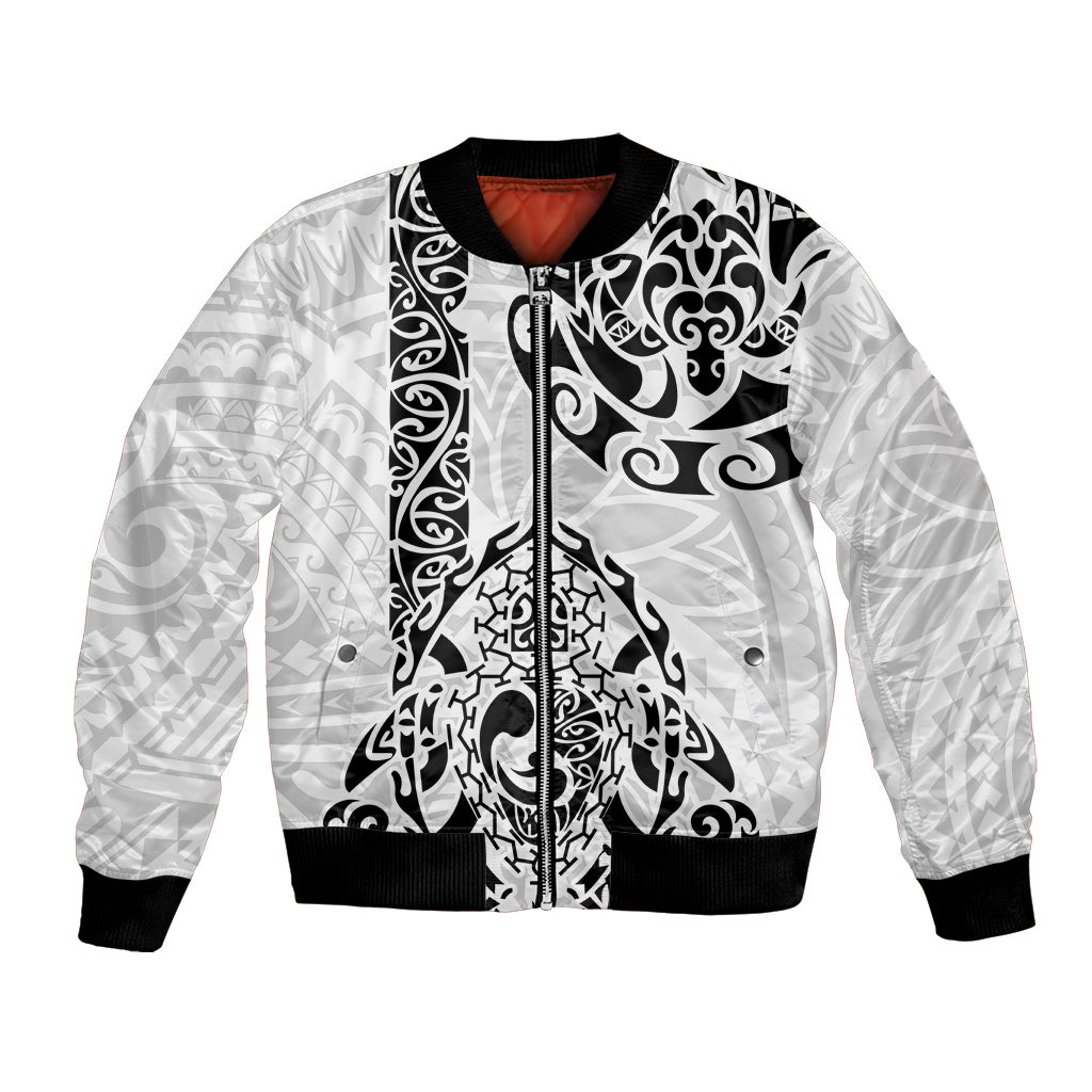 Hawaii Bomber Jacket with Polynesian Turtle TS04 Unisex Black White - Polynesian Pride