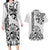 Hawaii Couples Matching Long Sleeve Bodycon Dress and Hawaiian Shirt with Polynesian Turtle TS04 Black/White - Polynesian Pride