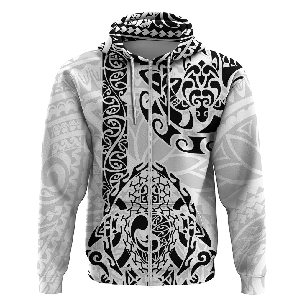 Hawaii Hoodie with Polynesian Turtle TS04 Zip Hoodie Black/White - Polynesian Pride
