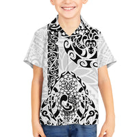 Hawaii Kid Hawaiian Shirt with Polynesian Turtle TS04 Kid Black White - Polynesian Pride