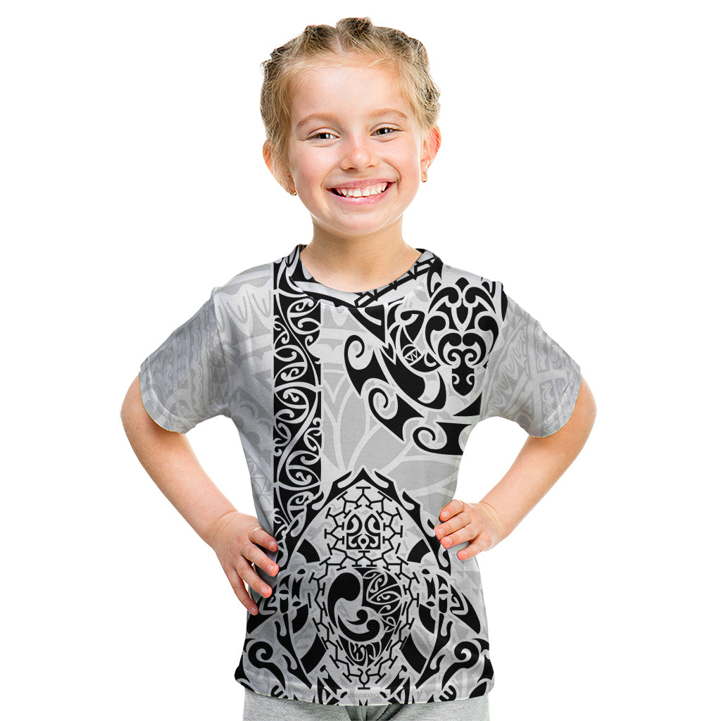 Hawaii Kid T Shirt with Polynesian Turtle TS04 Black/White - Polynesian Pride