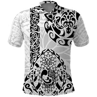 Hawaii Polo Shirt with Polynesian Turtle TS04 Black/White - Polynesian Pride