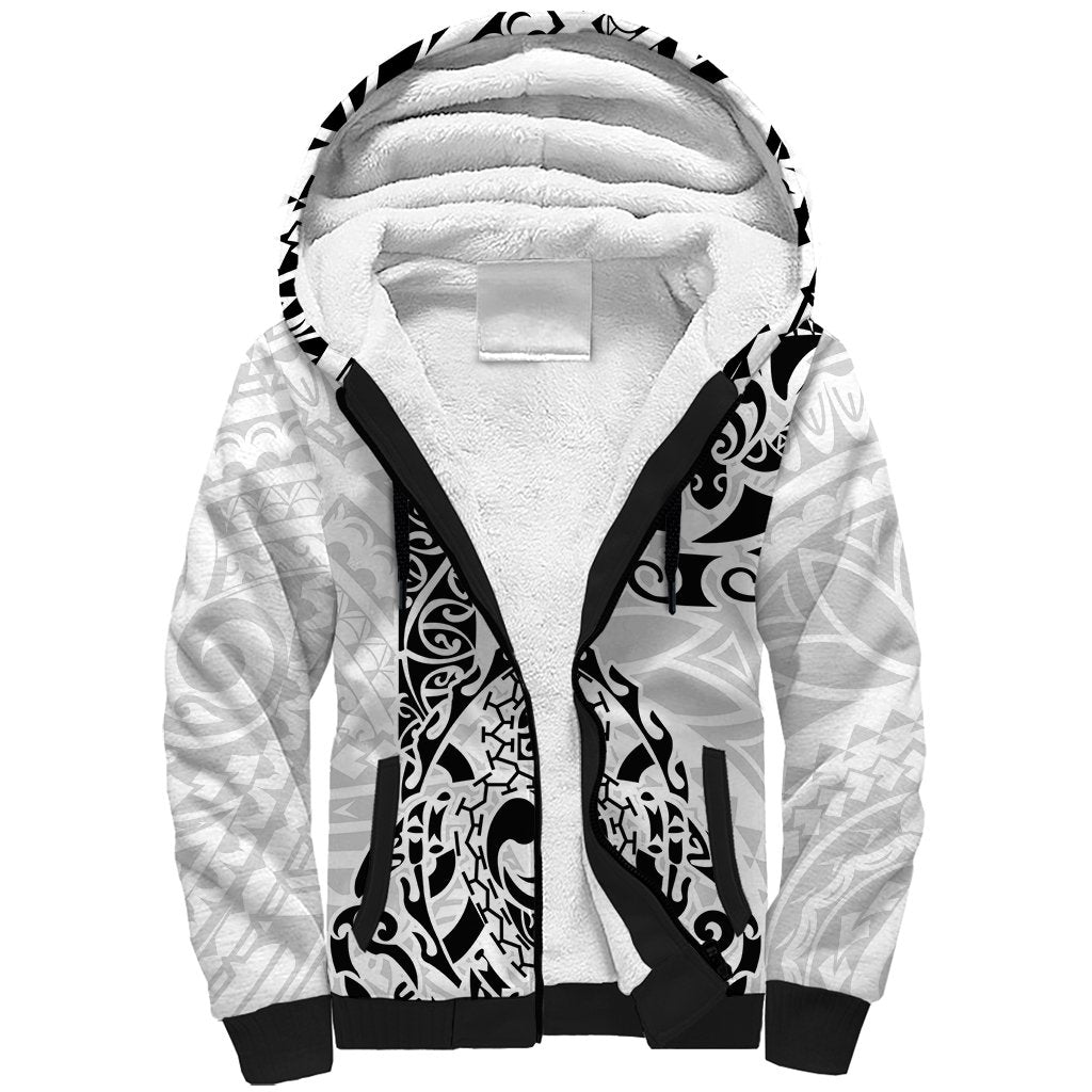 Hawaii Sherpa Hoodie with Polynesian Turtle TS04 Unisex Black White - Polynesian Pride