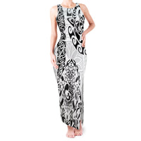 Hawaii Tank Maxi Dress with Polynesian Turtle TS04 Women Black White - Polynesian Pride