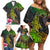 Polynesian Family Matching Off Shoulder Short Dress and Hawaiian Shirt Whales and Compass Gradient Pattern TS04 - Polynesian Pride