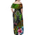 Polynesian Off Shoulder Maxi Dress Whales and Compass Gradient Pattern TS04 - Polynesian Pride