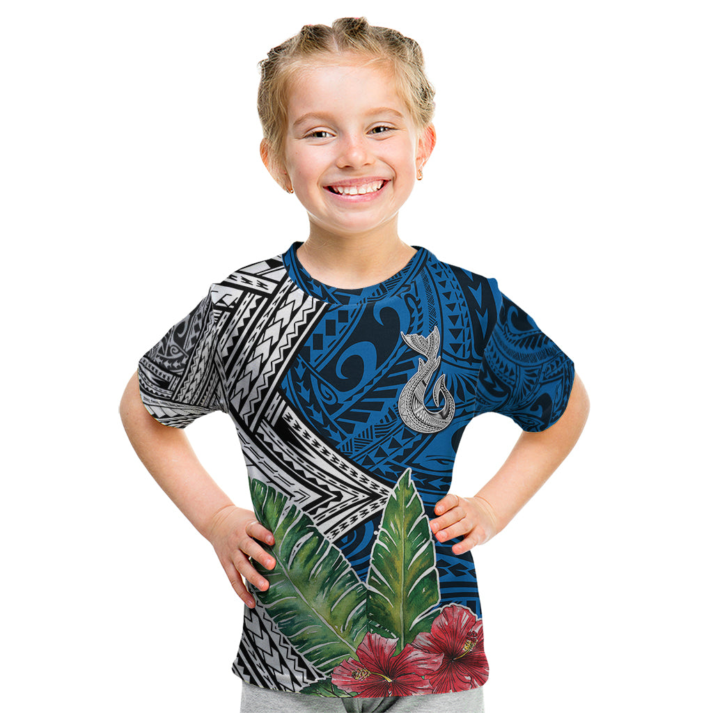 Polynesian Kid T Shirt Whale Pattern and Hibiscus Flowers TS04 Multicolor - Polynesian Pride