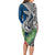 Polynesian Long Sleeve Bodycon Dress Whale Pattern and Hibiscus Flowers TS04 - Polynesian Pride