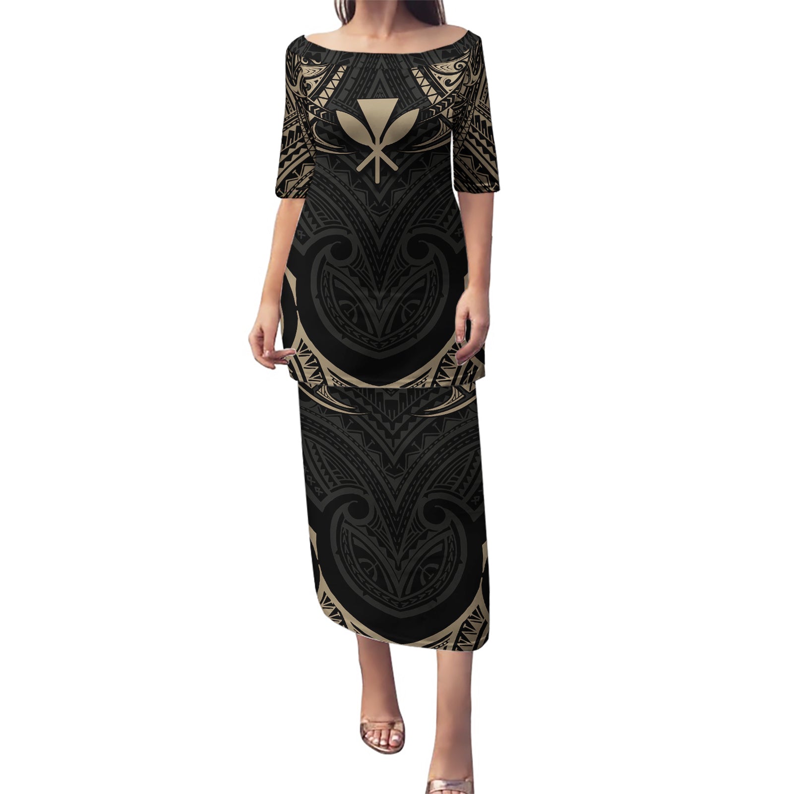 Polynesian Hawaii Tattoo Puletasi TS04 Long Dress Multicolor - Polynesian Pride