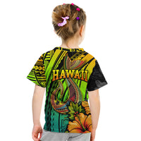 Hawaii Kid T Shirt Polynesian Fish Hook and Hibiscus Flowers with Gradient Pattern TS04 - Polynesian Pride