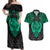 Polynesian Couples Matching Off Shoulder Maxi Dress and Hawaiian Shirt Abstract Tiki TS04 Black/Yellow - Polynesian Pride