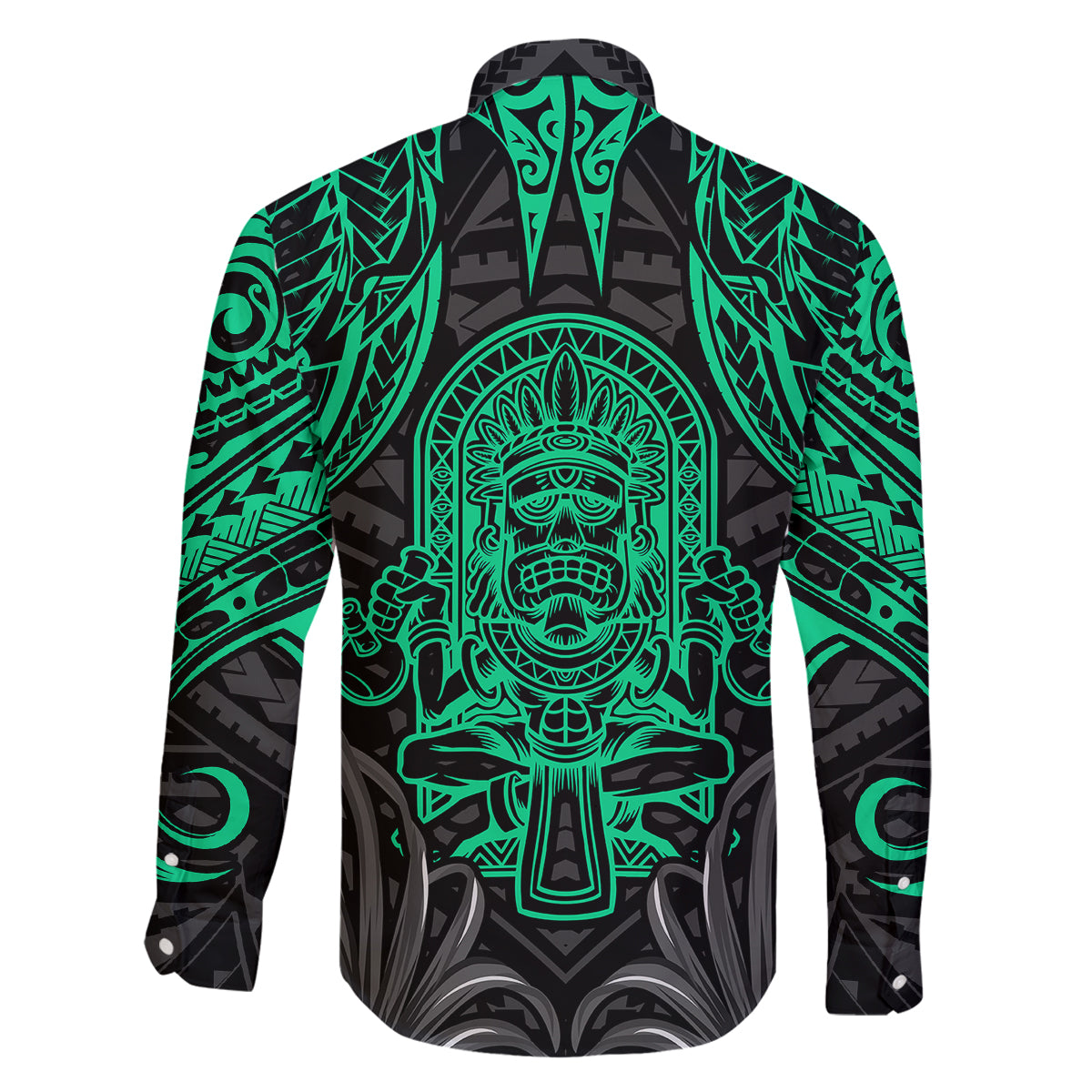 Polynesian Family Matching Off Shoulder Maxi Dress and Hawaiian Shirt Abstract Tiki TS04 - Polynesian Pride