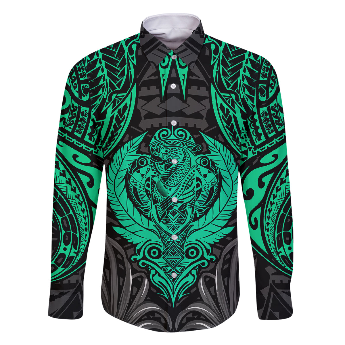 Polynesian Family Matching Summer Maxi Dress and Hawaiian Shirt Abstract Tiki TS04 Dad's Shirt - Long Sleeve Black/Yellow - Polynesian Pride