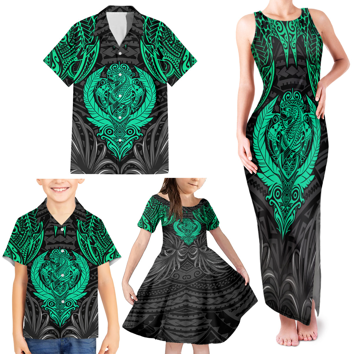 Polynesian Family Matching Tank Maxi Dress and Hawaiian Shirt Abstract Tiki TS04 - Polynesian Pride