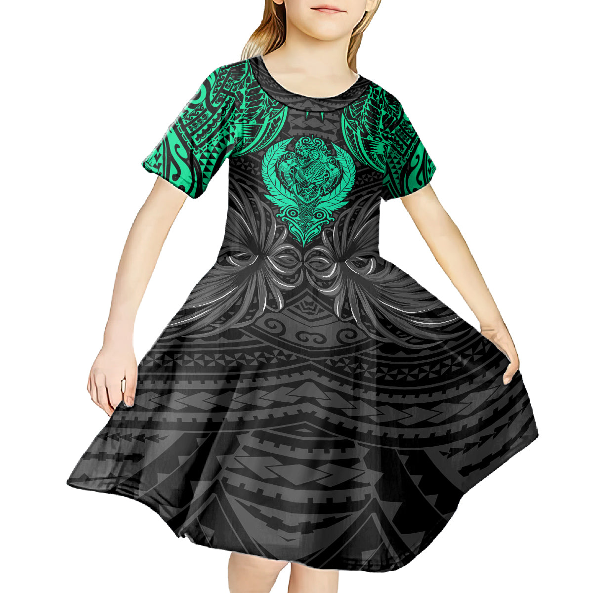 Polynesian Kid Short Sleeve Dress Abstract Tiki TS04 - Polynesian Pride