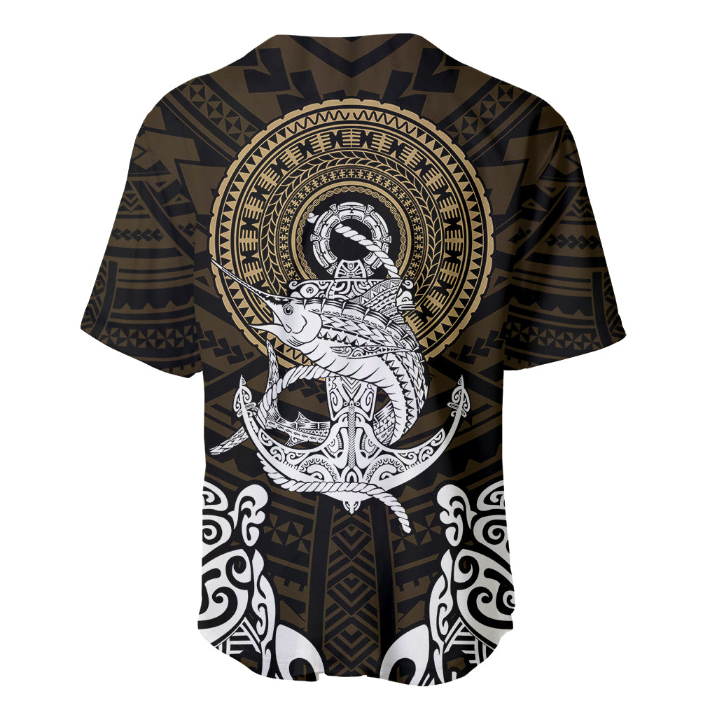 Polynesian Swordfish Baseball Jersey with Anchor Pattern and Tribal Turtle TS04 Multicolor - Polynesian Pride