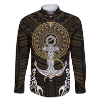 Polynesian Swordfish Family Matching Mermaid Dress and Hawaiian Shirt with Anchor Pattern and Tribal Turtle TS04 Dad's Shirt - Long Sleeve Multicolor - Polynesian Pride