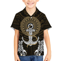 Polynesian Swordfish Family Matching Off Shoulder Long Sleeve Dress and Hawaiian Shirt with Anchor Pattern and Tribal Turtle TS04 Son's Shirt Multicolor - Polynesian Pride