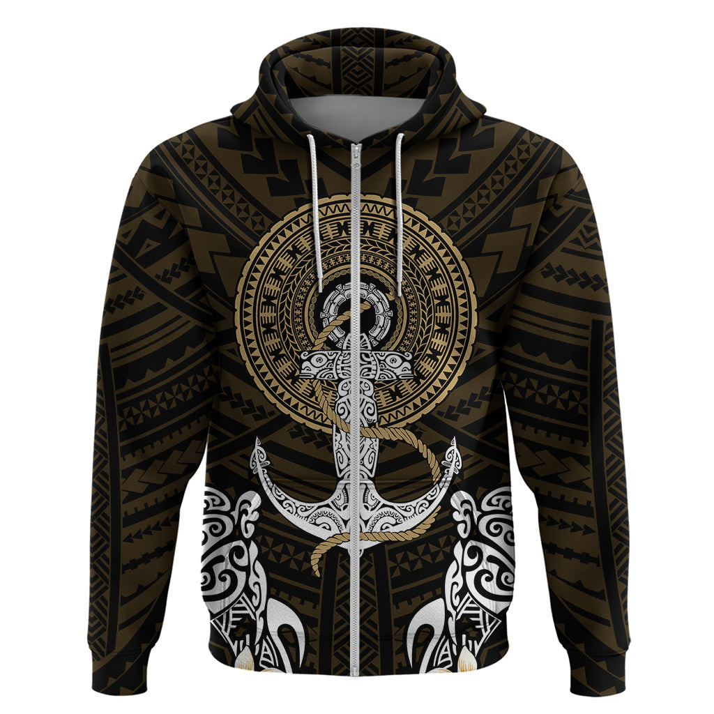 Polynesian Swordfish Hoodie with Anchor Pattern and Tribal Turtle TS04 - Polynesian Pride