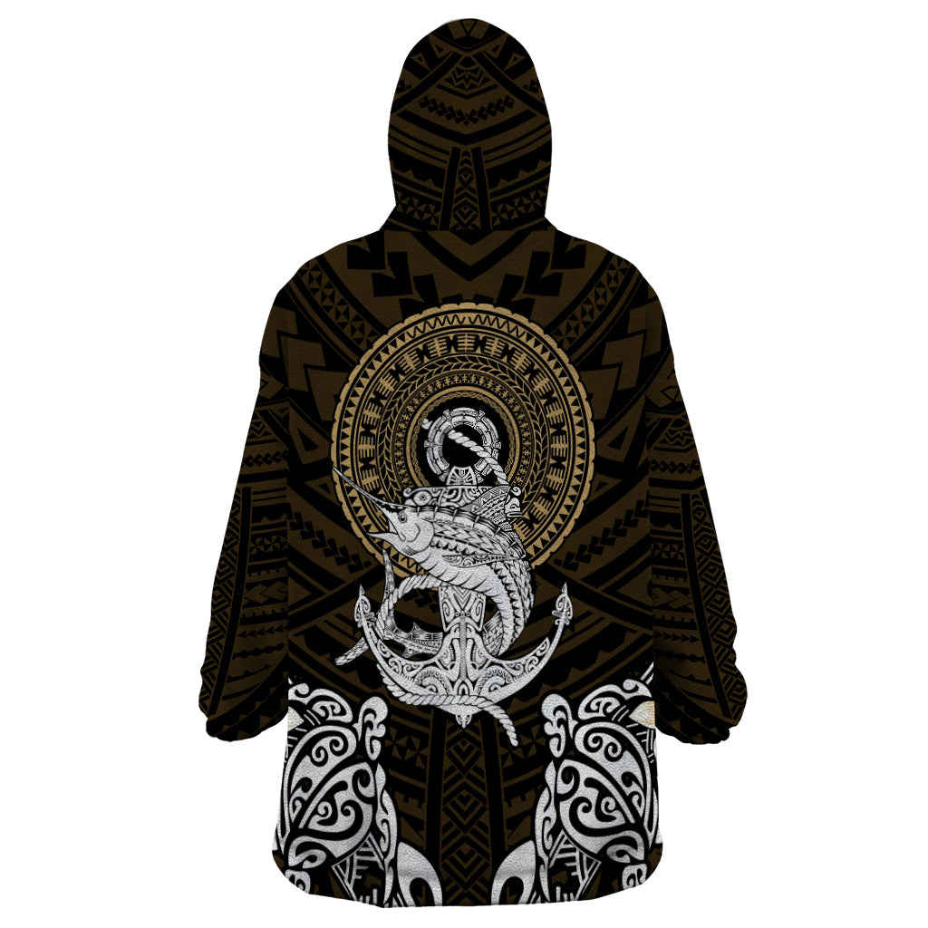 Polynesian Swordfish Wearable Blanket Hoodie with Anchor Pattern and Tribal Turtle TS04 One Size Multicolor - Polynesian Pride