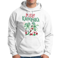 Mele Kalikimaka Santa Climb Palm Tree Hawaiian Christmas Hoodie TS09 White - Polynesian Pride