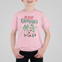 Mele Kalikimaka Santa Climb Palm Tree Hawaiian Christmas T Shirt For Kid TS09 Light Pink - Polynesian Pride