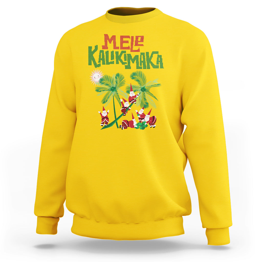 Mele Kalikimaka Santa Climb Palm Tree Hawaiian Christmas Sweatshirt TS09 Daisy - Polynesian Pride