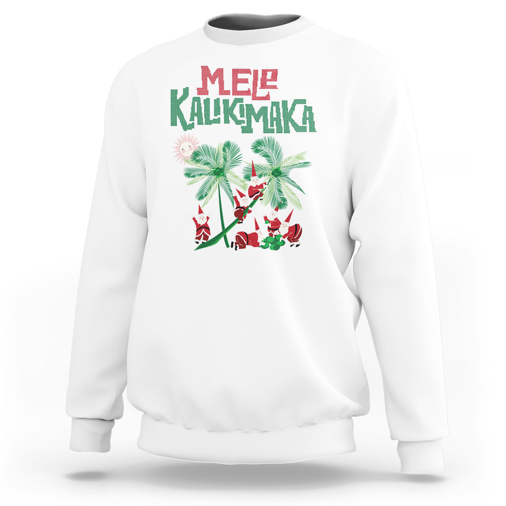 Mele Kalikimaka Santa Climb Palm Tree Hawaiian Christmas Sweatshirt TS09 White - Polynesian Pride