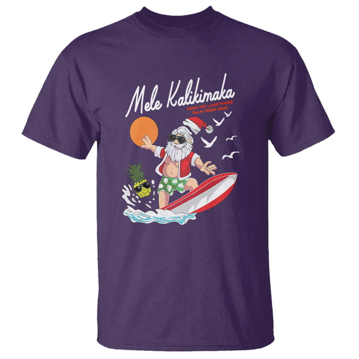 Mele Kalikimaka Surfing Santa Vintage Hawaiian Christmas T Shirt TS09 Purple - Polynesian Pride