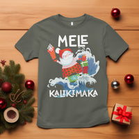 Mele Kalikimaka Surfing Cute Santa Hawaiian Christmas T Shirt TS09 Military Green - Polynesian Pride