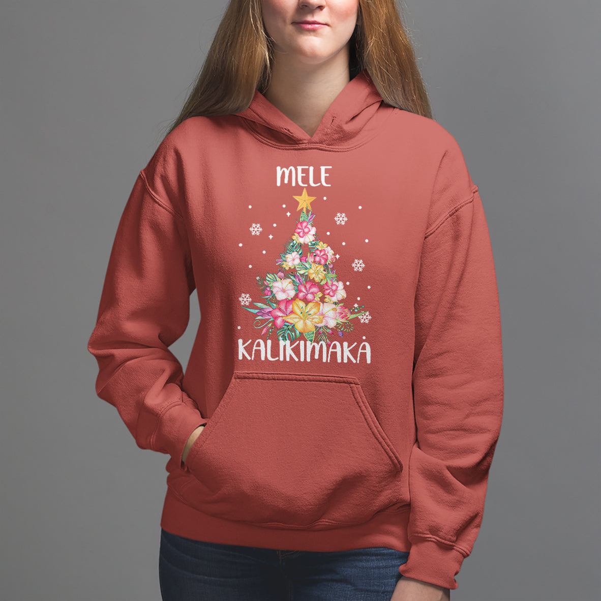 Mele Kalikimaka Hawaiian Christmas Tree Tropical Flower Hoodie TS09 Red - Polynesian Pride