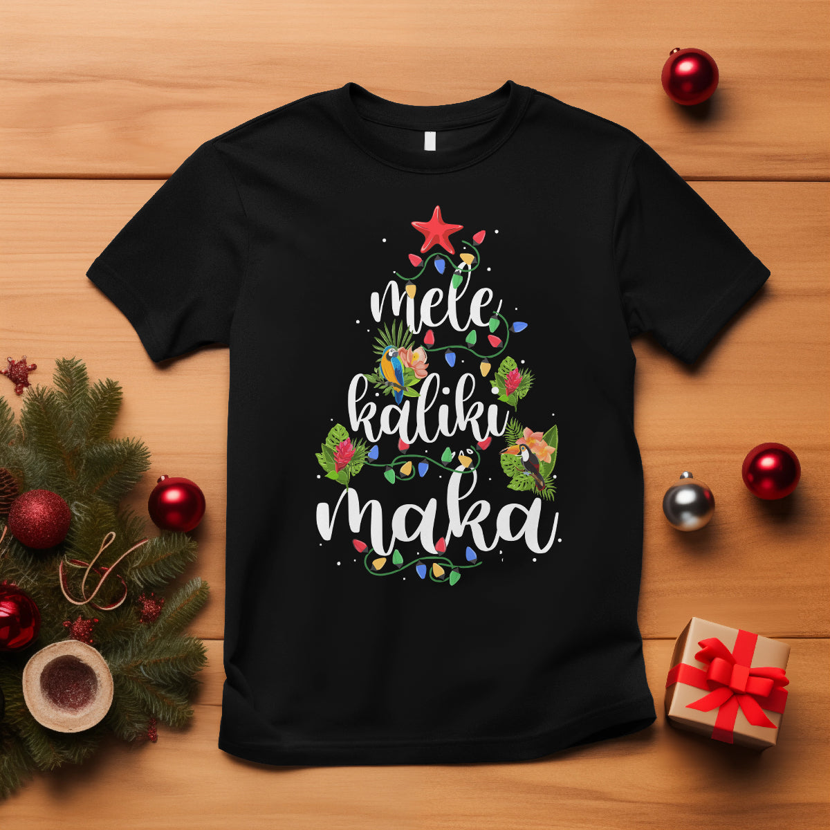Mele Kalikimaka Hawaiian Christmas Tree T Shirt TS09 Black - Polynesian Pride