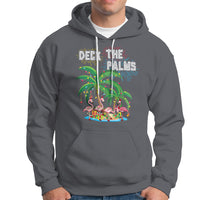 Christmas In Hawaii Hoodie Deck the Palms Firework Merry Christmas Flamingo TS09 Charcoal - Polynesian Pride