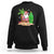 Christmas In Hawaii Sweatshirt Flamingo Float Xmas Palm Tree Surfboard Cute Santa At Beach TS09 Black - Polynesian Pride