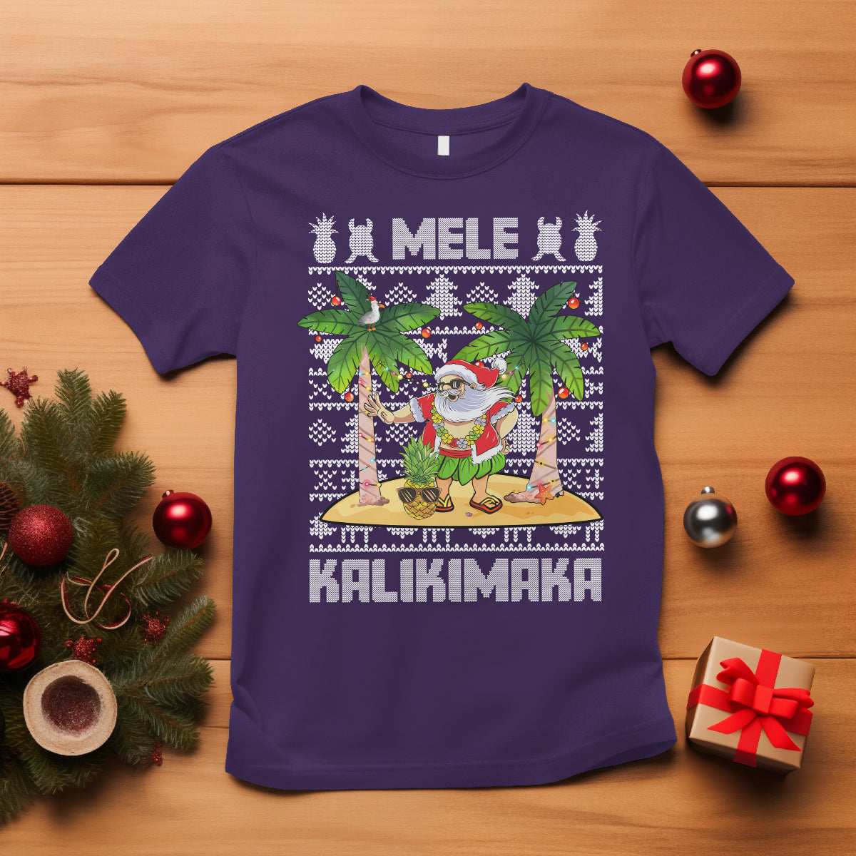 Mele Kalikimaka Santa Hawaiian Christmas Hula Dance T Shirt TS09 Purple - Polynesian Pride