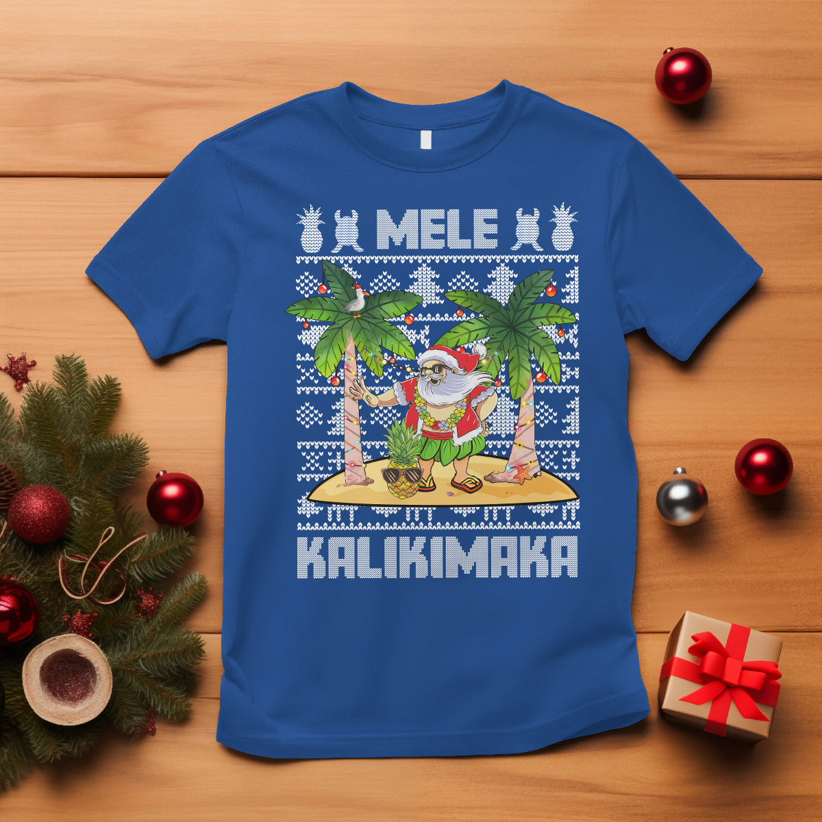 Mele Kalikimaka Santa Hawaiian Christmas Hula Dance T Shirt TS09 Royal Blue - Polynesian Pride
