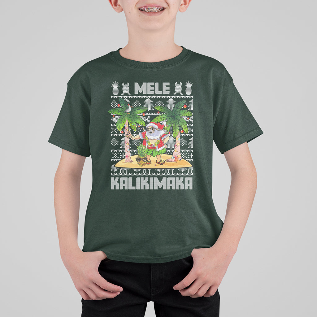 Mele Kalikimaka Santa Hawaiian Christmas Hula Dance T Shirt For Kid TS09 Dark Forest Green - Polynesian Pride