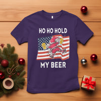 Christmas In Hawaii T Shirt Ho Ho Hold My Beer Drunk Santa USA Flag TS09 Purple - Polynesian Pride