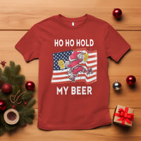 Christmas In Hawaii T Shirt Ho Ho Hold My Beer Drunk Santa USA Flag TS09 Red - Polynesian Pride