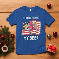 Christmas In Hawaii T Shirt Ho Ho Hold My Beer Drunk Santa USA Flag TS09 Royal Blue - Polynesian Pride
