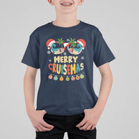 Merry Cruisemas Hawaiian Christmas Palm Tree Sunglass T Shirt For Kid TS09 Navy - Polynesian Pride