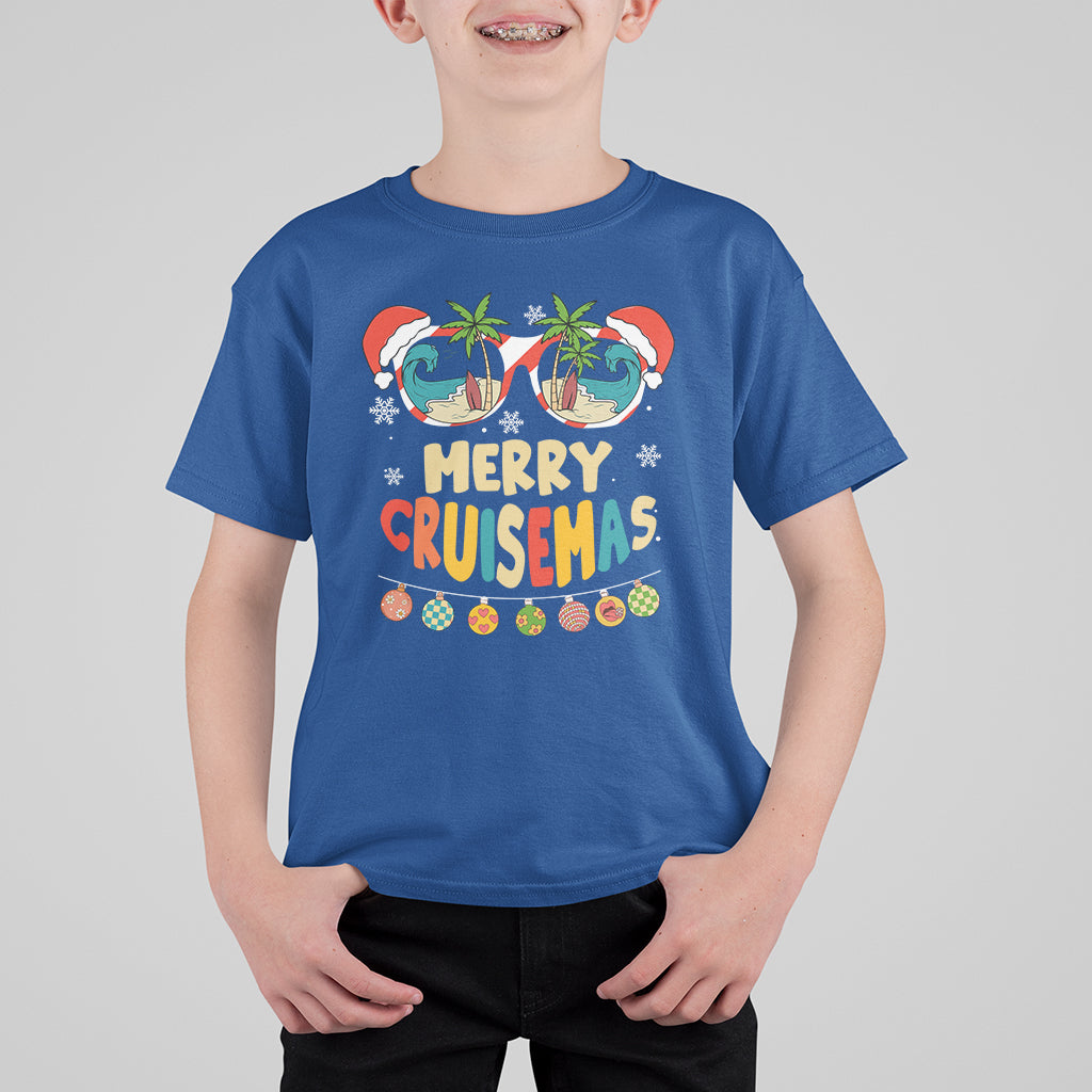 Merry Cruisemas Hawaiian Christmas Palm Tree Sunglass T Shirt For Kid TS09 Royal Blue - Polynesian Pride