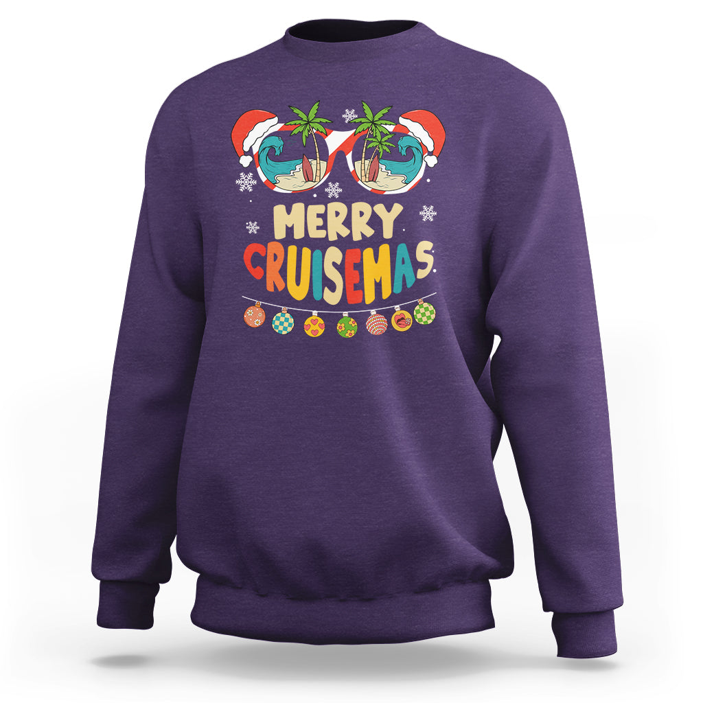 Merry Cruisemas Hawaiian Christmas Palm Tree Sunglass Sweatshirt TS09 Purple - Polynesian Pride