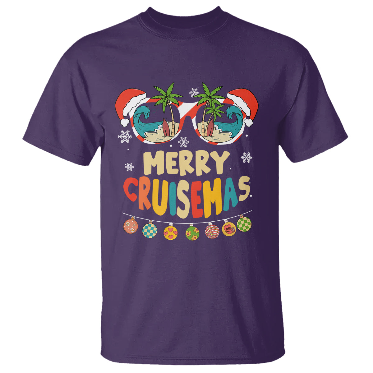 Merry Cruisemas Hawaiian Christmas Palm Tree Sunglass T Shirt TS09 Purple - Polynesian Pride