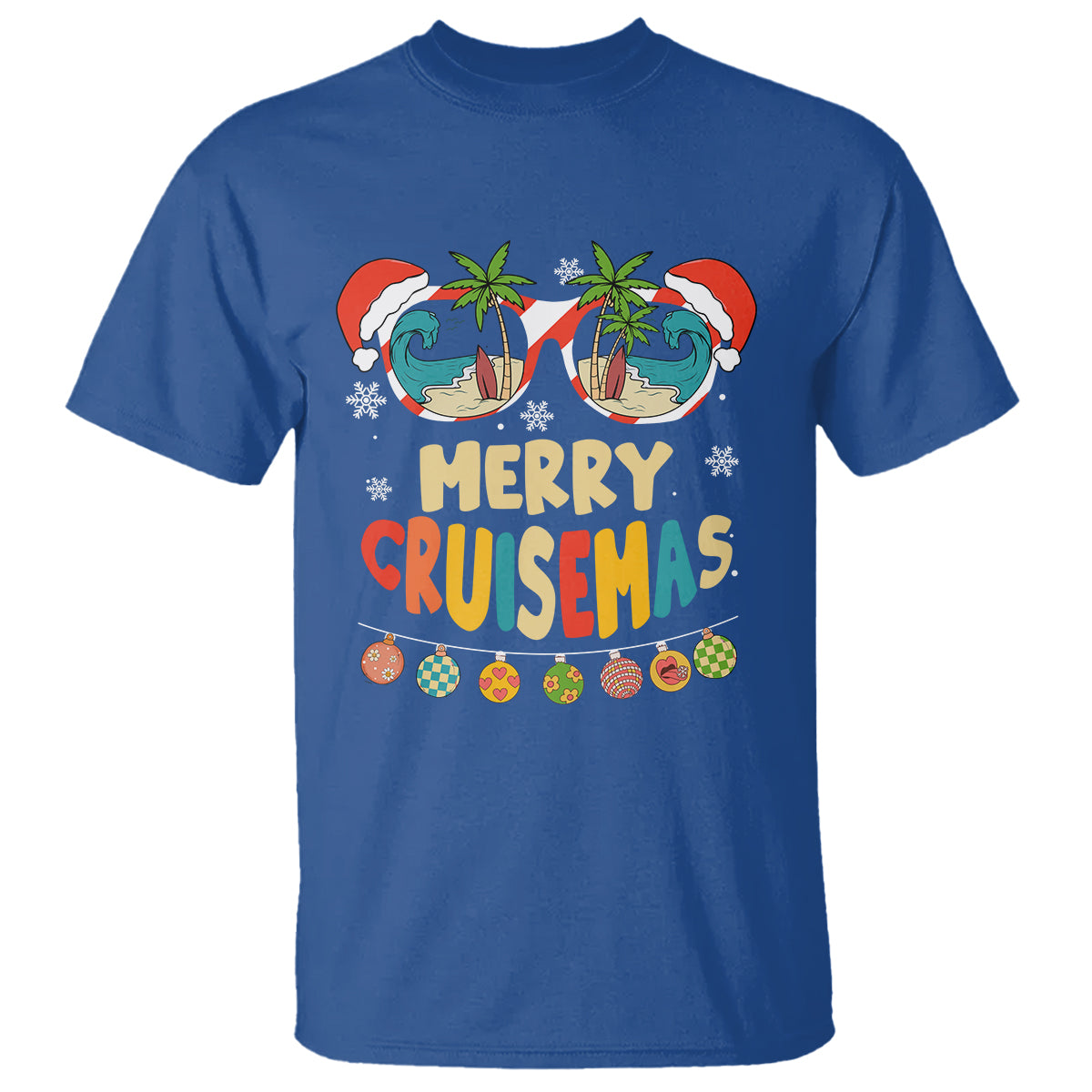 Merry Cruisemas Hawaiian Christmas Palm Tree Sunglass T Shirt TS09 Royal Blue - Polynesian Pride
