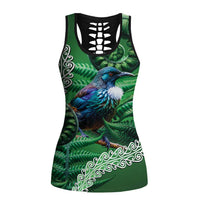 Tui Bird Koru Silver Fern Aotearoa Hollow Tank Top LT9 Female Green - Polynesian Pride