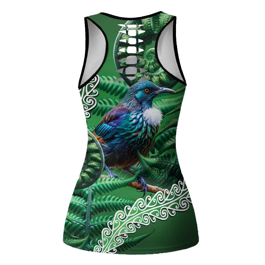Tui Bird Koru Silver Fern Aotearoa Hollow Tank Top LT9 - Polynesian Pride