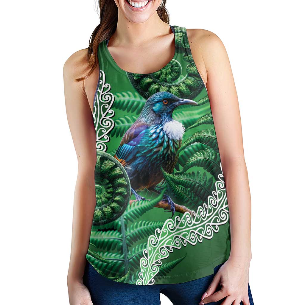 Tui Bird Koru Silver Fern Aotearoa Women Racerback Tank LT9 - Polynesian Pride