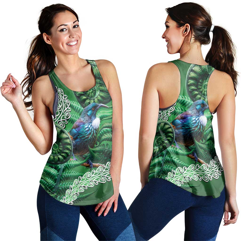 Tui Bird Koru Silver Fern Aotearoa Women Racerback Tank LT9 - Polynesian Pride