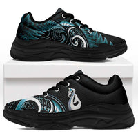 Turquoise New Zealand Chunky Sneakers Aotearoa Silver Fern With Manaia Maori Unique LT14 Turquoise - Polynesian Pride